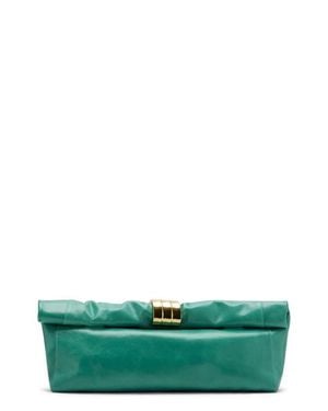 Mango Starring Hailey Bieber Metallic Detail Clutch - Green