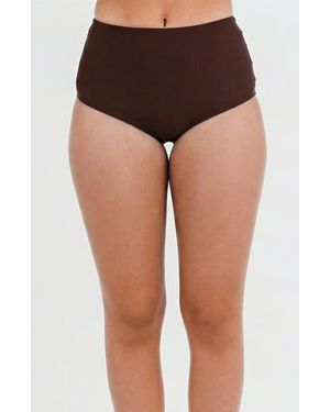 Calypsa High-Waisted Bikini Bottom - Brown