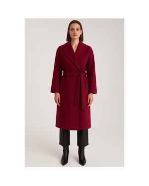 1982 Cashmere Hooded Long Coat - Red
