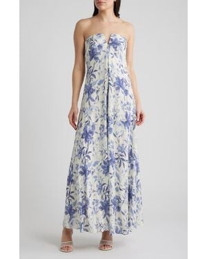 Parker The Emerson Floral Strapless Maxi Dress - Blue