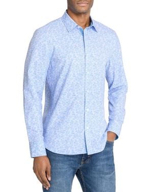 Con.struct Slim Fit Ditsy Floral Recycled 4-Way Stretch Performance Long Sleeve Shirt - Blue