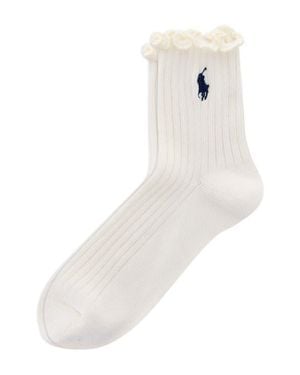 Polo Ralph Lauren Lettuce Edge Ankle Socks - White