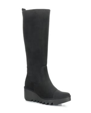 Fly London Budi Knee High Wedge Boot - Black