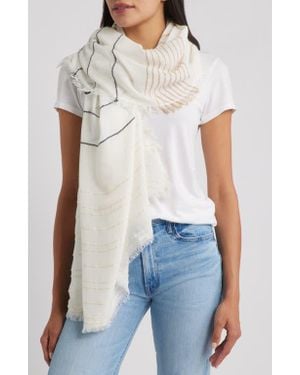 Tasha Striped Long Scarf - White
