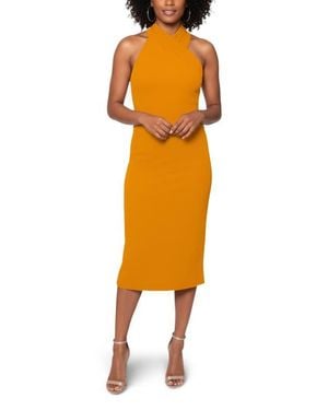 Rachel Roy Harland Crossover Halter Midi Dress - Orange