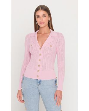Generation Love Charlotte Pointelle Rib Cardigan - White