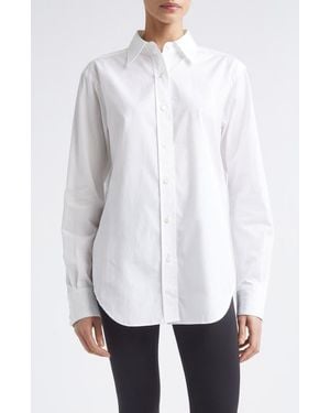 Maria McManus Slim Fit Organic Cotton Tunic Button-Up Shirt - White