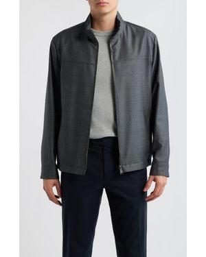 Canali Reversible Water Repellent Wool Jacket - Black
