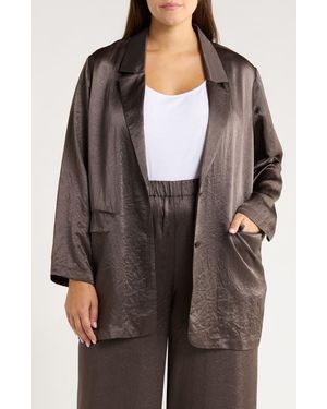 Eileen Fisher Crinkled Satin Blazer - Brown