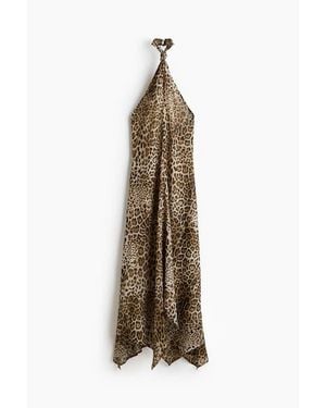 H&M Knot-Detail Halterneck Dress - Natural
