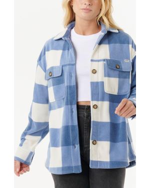 Rip Curl Neon Isles Plaid Fleece Button-Up Shirt - Blue
