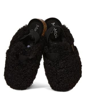 Memoi Kid's Teddy Faux-Ankle Strap Slipper - Black