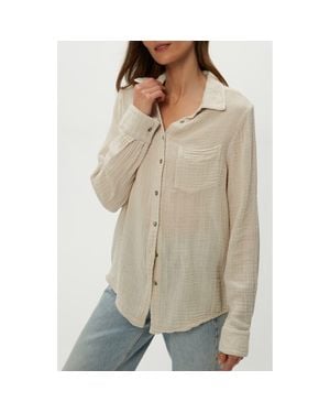 Michael Stars Ernie Cotton Gauze Button-Up Shirt - Natural