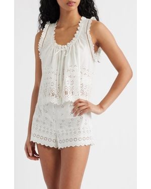 Doen Toussine Sleeveless Eyelet Top - White