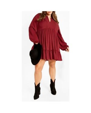 City Chic Mira Long Sleeve Tiered Minidress