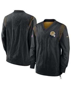 Nike New Orleans Saints Sideline Team Id Reversible Pullover Windshirt - Black