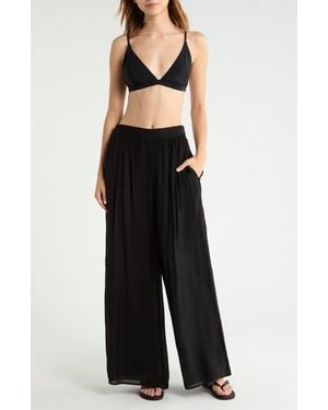 Elan Wide Leg Cover-Up Pants - Black