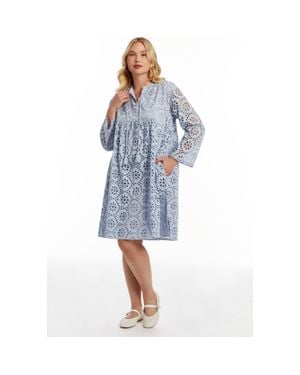 June + Vie Eyelet Midi Shirtdress - White
