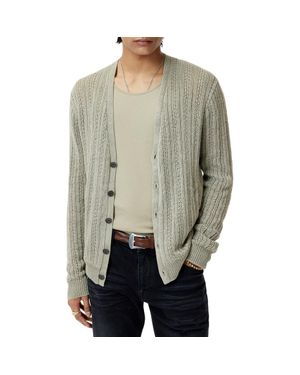 John Varvatos Kliment Mixed Media Linen Cardigan - Green