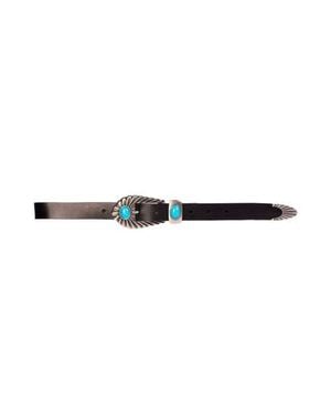 Black Suede Studio Spur Belt - White