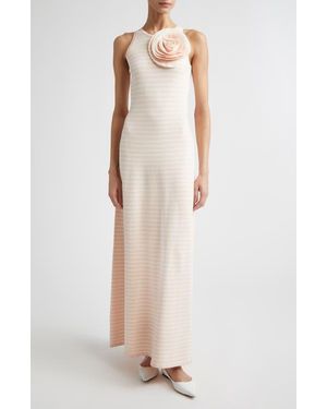Lela Rose Rose Detail Sleeveless Sweater Dress - White