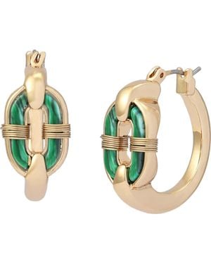Robert Lee Morris Reconstituted Malachite Huggie Earrings - Metallic