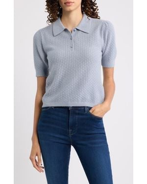 FRAME Honeycomb Polo Sweater - Blue