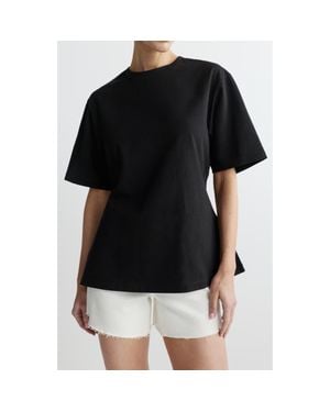 DL1961 Cotton Jersey Peplum Girlfriend T-Shirt - Black
