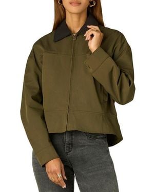 Wit & Wisdom Contrast Collar Peplum Jacket - Green