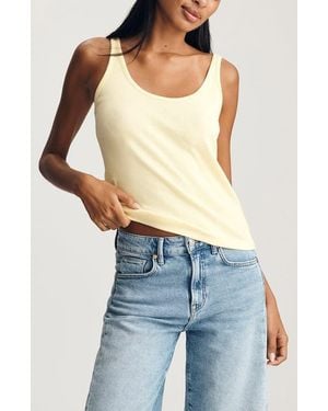 Mavi Scoop Neck Stretch Cotton Rib Tank - Blue