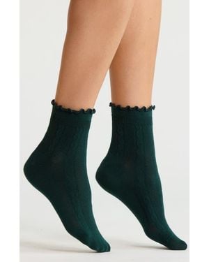 Nordstrom Lettuce Hem Demi Crew Socks - Blue