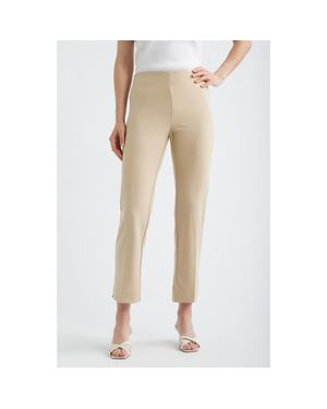 Anne Klein Hollywood Waist Straight Leg Ankle Pull-On Pants - Natural