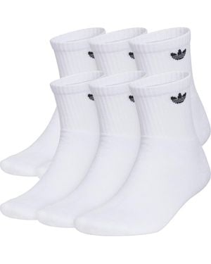 adidas 6-Pack Trefoil Performance Quarter Crew Socks - White