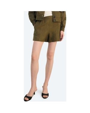 Mango High Waist Linen Blend Shorts - Green