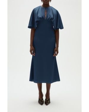 Amsale Hammered Satin Cocktail Dress - Blue