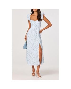 Astr Levina Floral Asymmetric Ruffled Midi Dress in Pink | Lyst