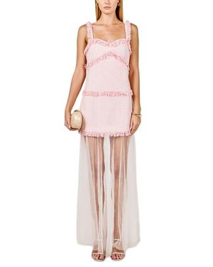 Endless Rose Tweed & Mesh Sleeveless Dress - Pink