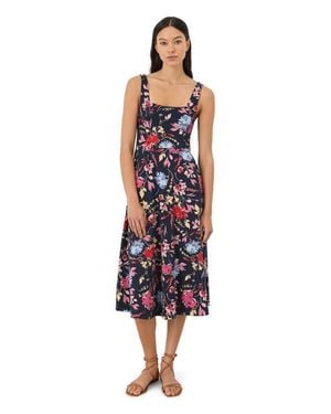 Pact Fit & Flare Square Neck Dress Made With Organic Cotton - Blue