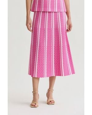 Ming Wang Roadmap Pattern Soft Knit Midi Skirt - Pink