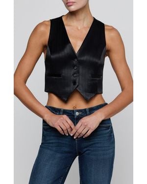 L'Agence Jianna Pinstriped Short Vest - Black