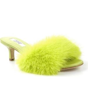 Zigi Faux Fur Kitten Heel Sandal - Yellow