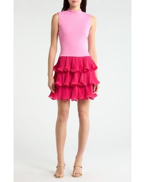 Sugarlips Haydri Colorblock Tiered Pleated Minidress - Pink