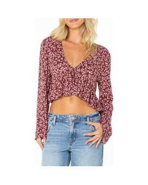 Roxy Night Sky Floral Crop Top - Red