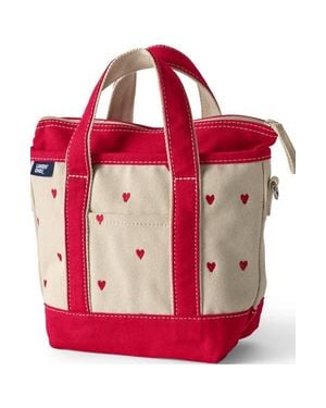Lands' End Zip Top Canvas Tote Bag - Red