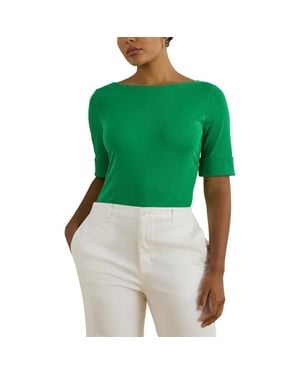Ralph Lauren Cotton Boat Neck Top - Green