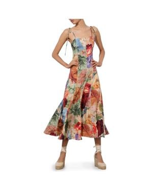 Alice+Olivia■Adley Floral Panel Midi Dress■ドレス Alice + Olivia Adley Floral Drop-Waist Midi Dress | Neiman