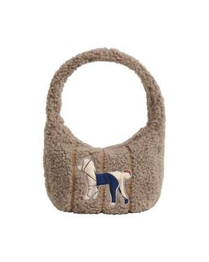 Lost Pattern Pan Pan Half Moon Shearling Bag - Gray