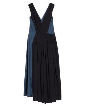 Marni Two-Tone Mixed Media Asymmetric Midi Dress - Blue