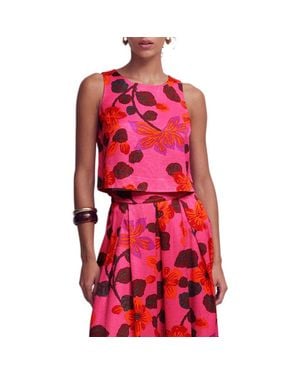 Boden Occasion Floral Faille Top - Red