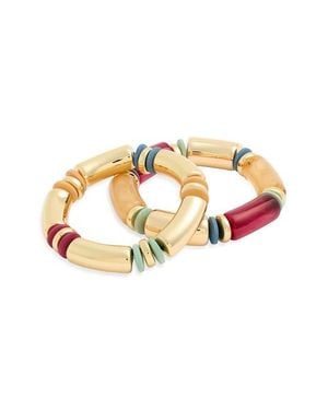 Nordstrom Set Of 2 Tube Bead Stretch Bracelets - White